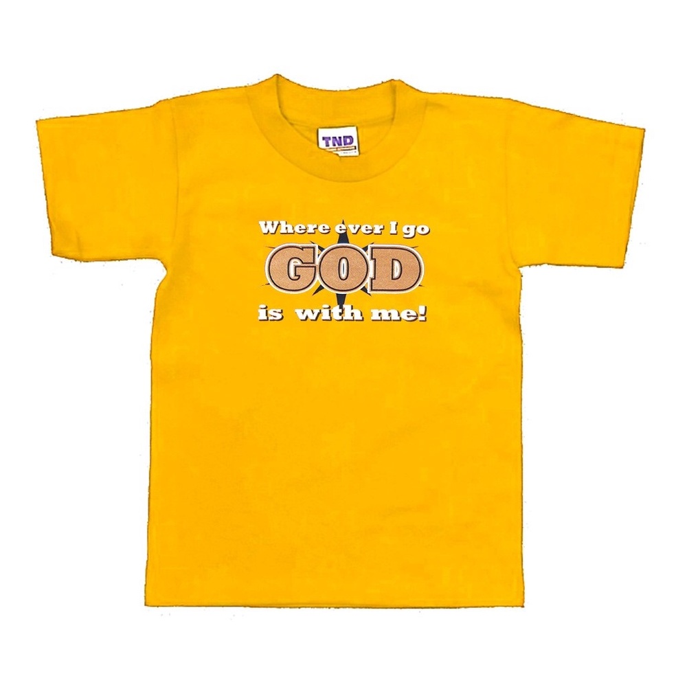 Kids T-shirt ”God is with me wherever I go”